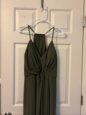 David's Bridal Long Bridesmaid Dress Martini Olive - Sz 12